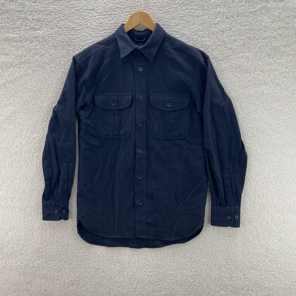 Cabelas Shirt Mens Small Blue Deerskin Soft Chamois Heavy Flannel Outdoor